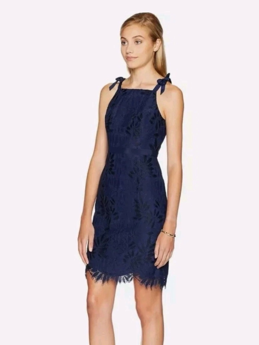 Lilly Pulitzer Kayleigh Navy Lace Tie-Shoulder Mini Dress Size 00 NWT